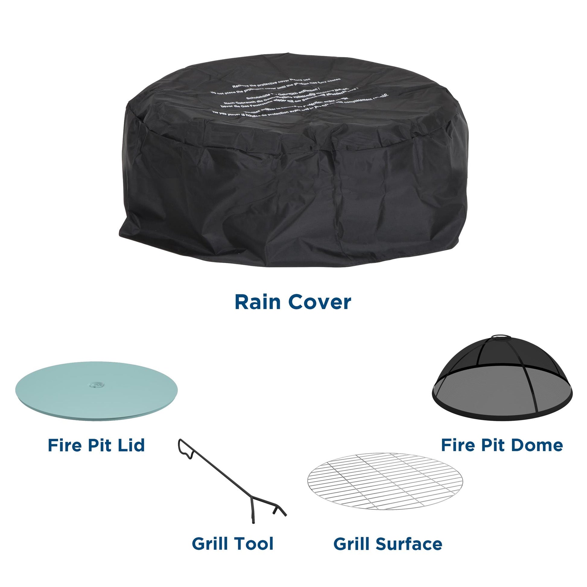 Asher 27" Wood Burning Fire Pit with Grilling Surface - Aqua Haze