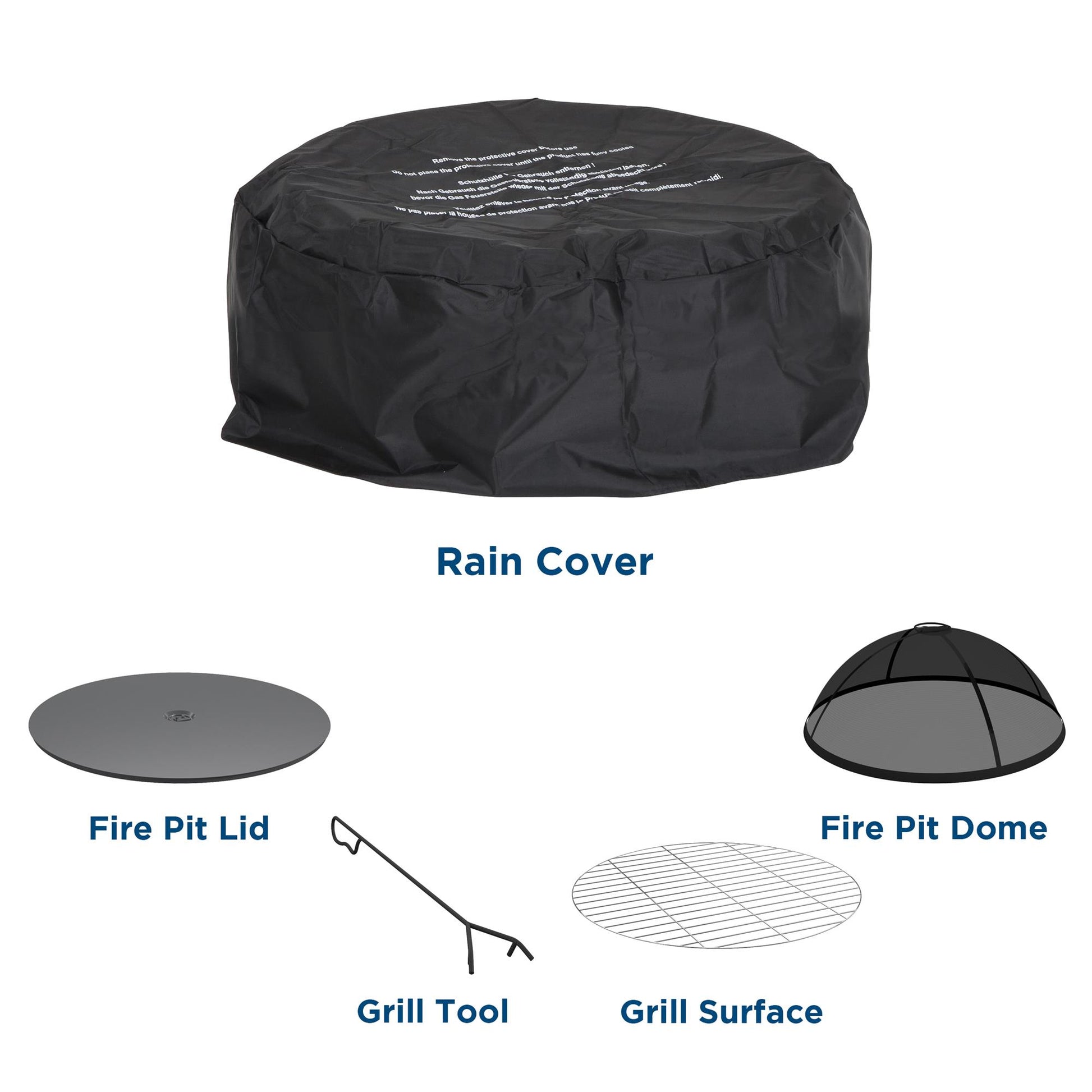 Asher 27" Wood Burning Fire Pit with Grilling Surface - Dark Gray