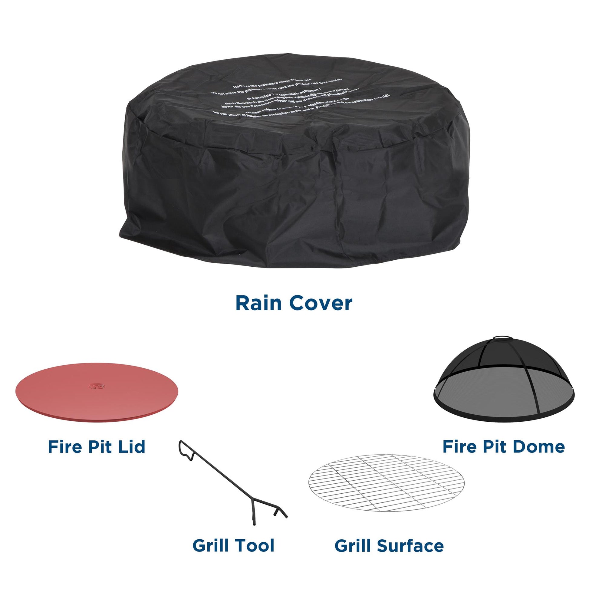 Asher 27" Wood Burning Fire Pit with Grilling Surface - Red