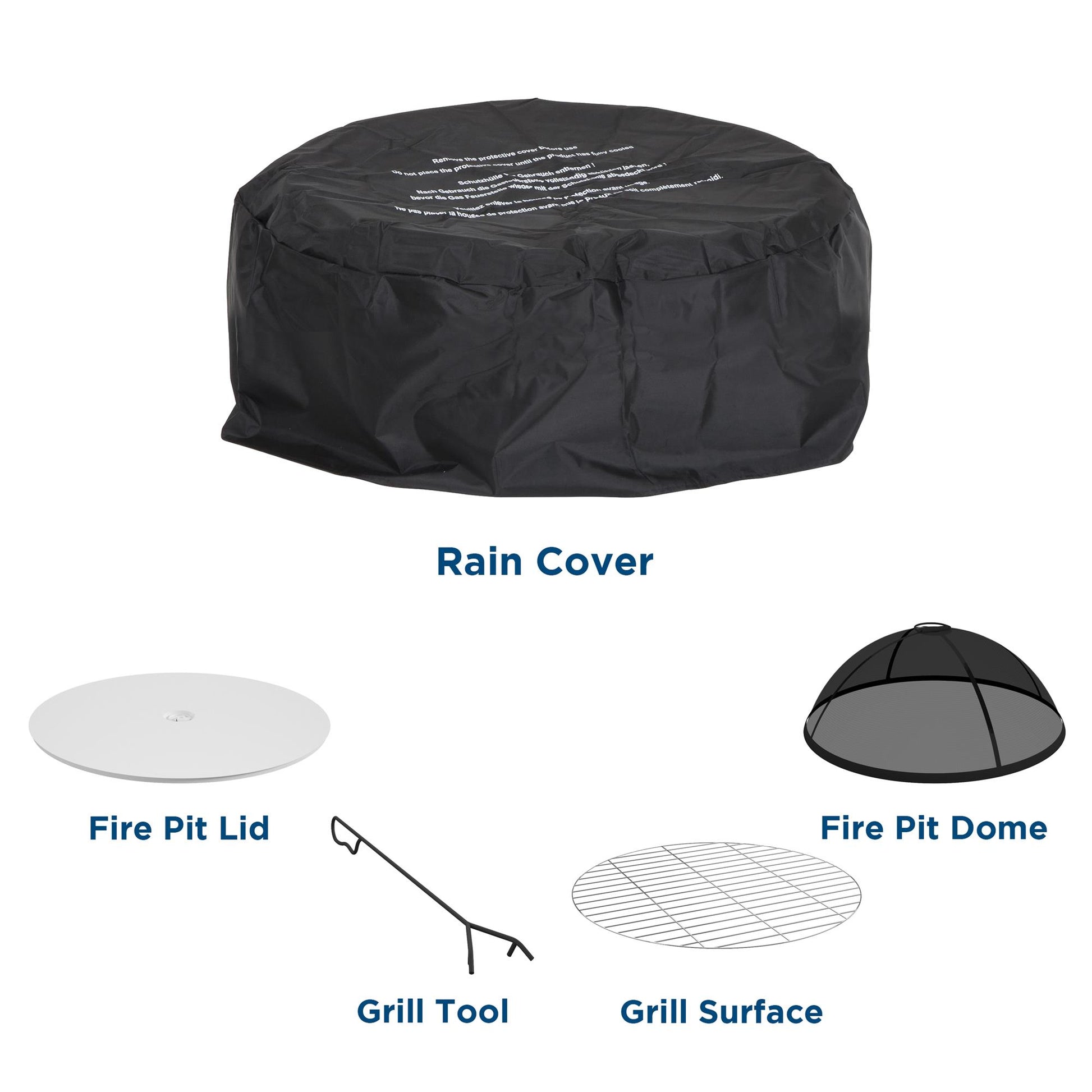 Novogratz Poolside Collection, Asher 27" Wood Burning Fire Pit with Grilling Surface, Bright White - White