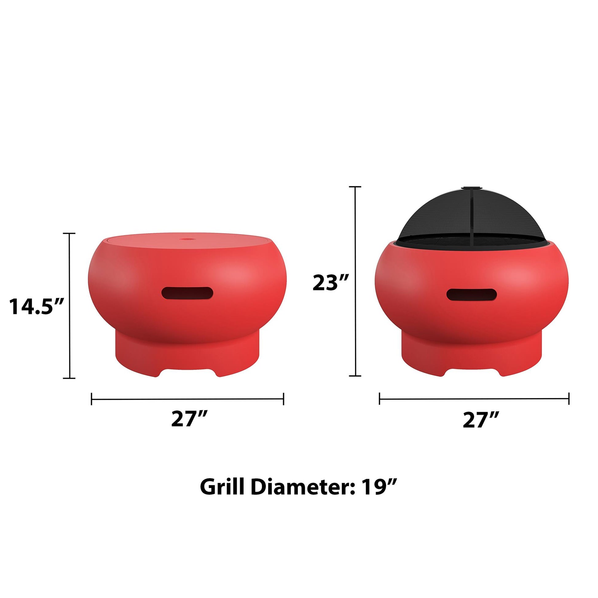 Asher 27" Wood Burning Fire Pit with Grilling Surface - Red