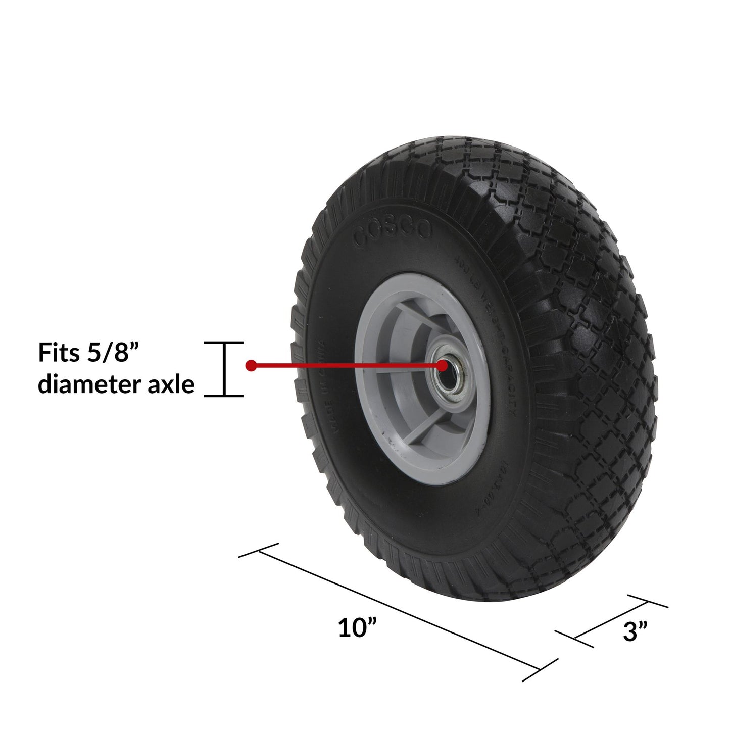 10 Inch Flat-Free Replacement Wheel for Hand Trucks - Black