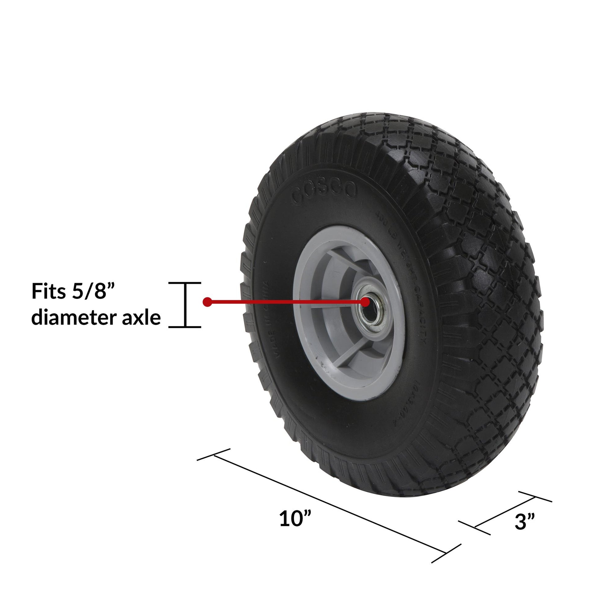 10 Inch Flat-Free Replacement Wheel for Hand Trucks - Black