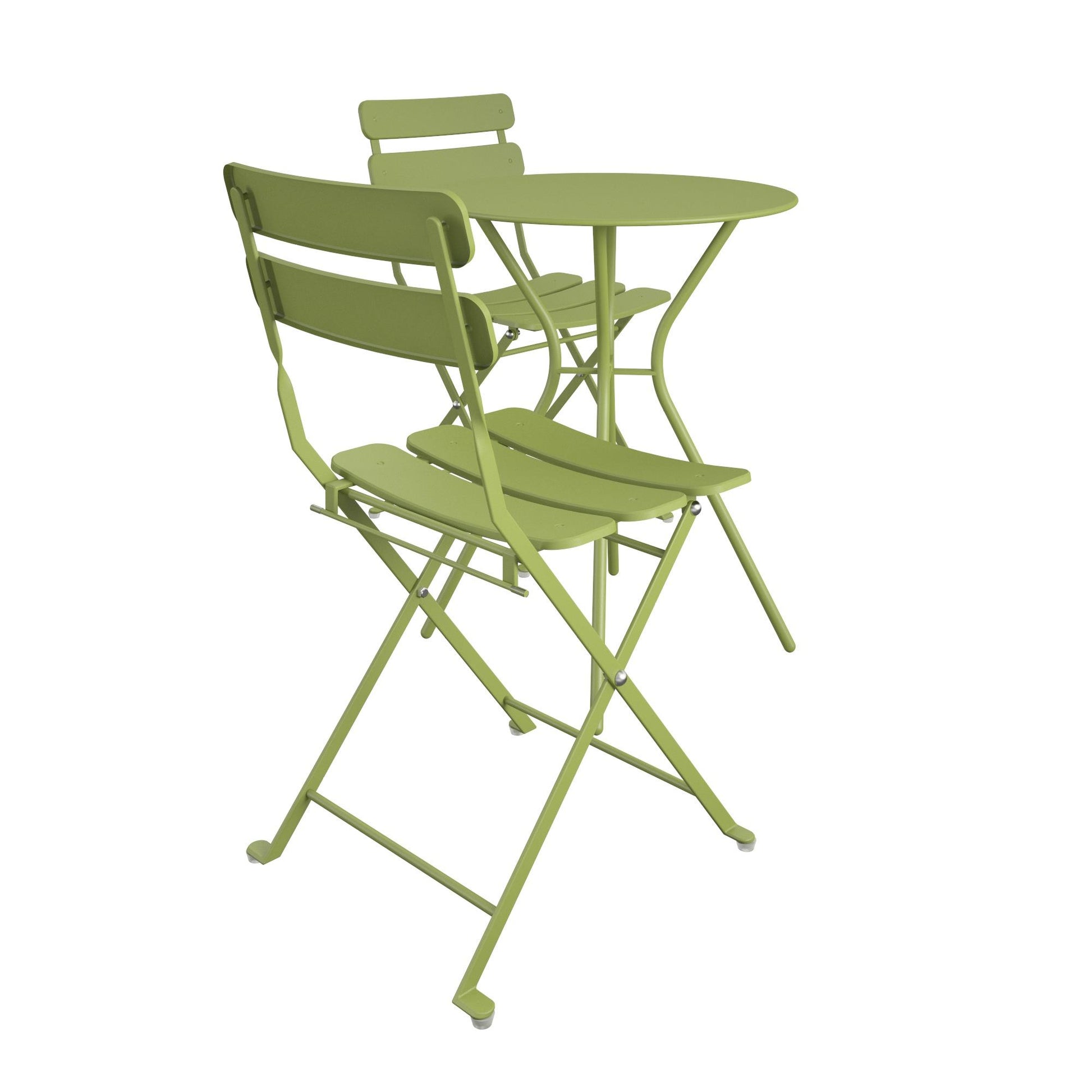 Brennan 3 Piece Bistro Set with 2 Folding Chairs - Kiwi Green
