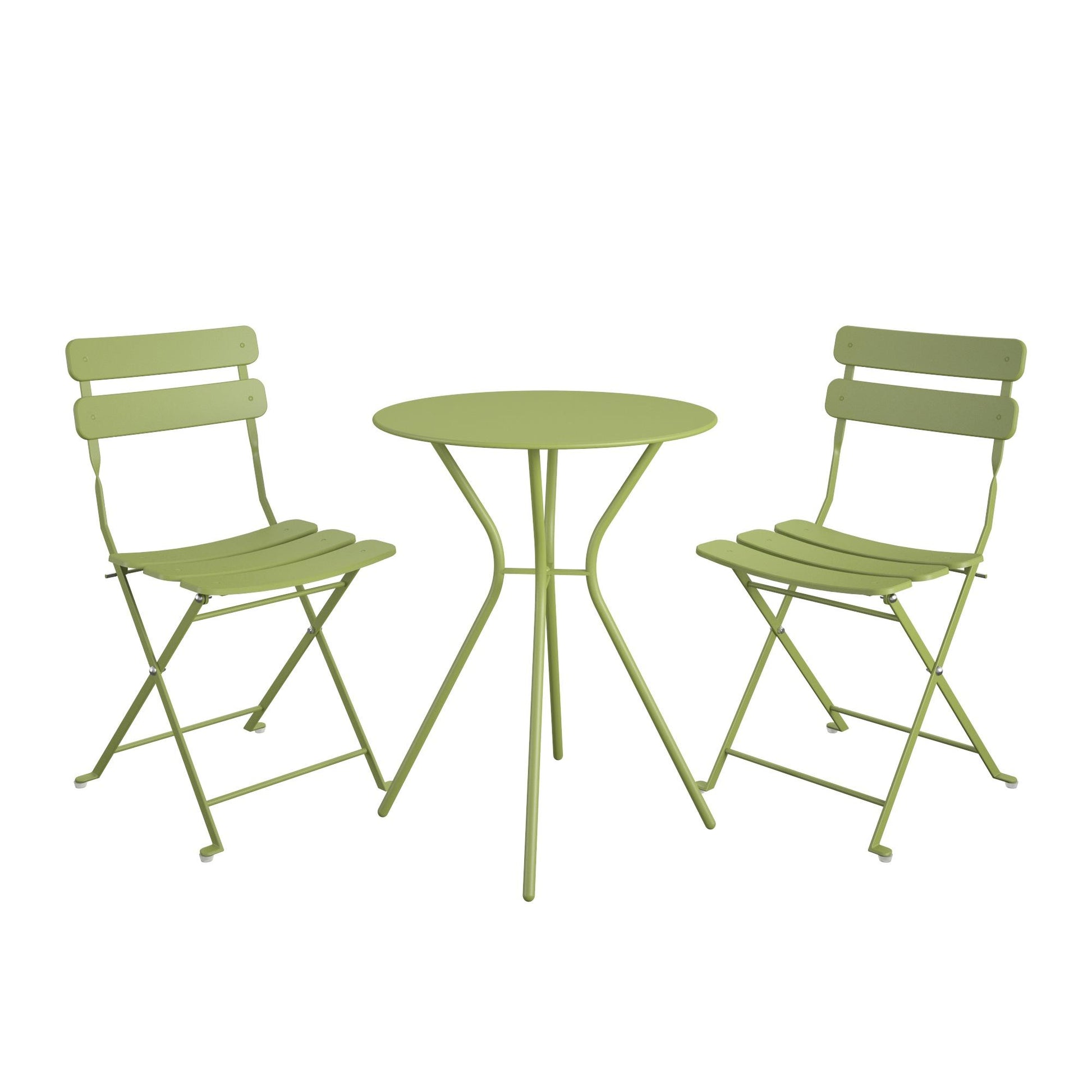 Brennan 3 Piece Bistro Set with 2 Folding Chairs - Kiwi Green
