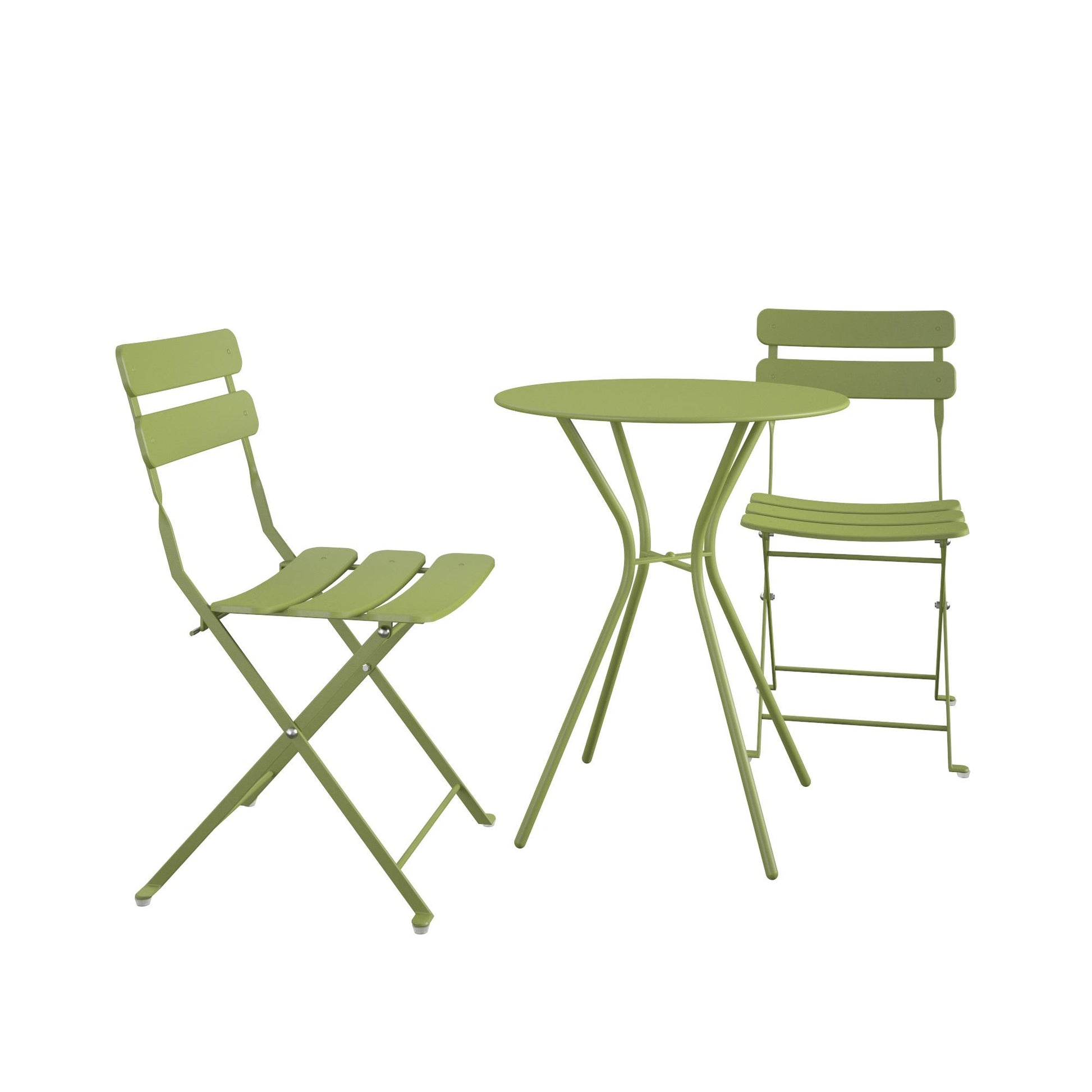 Brennan 3 Piece Bistro Set with 2 Folding Chairs - Kiwi Green