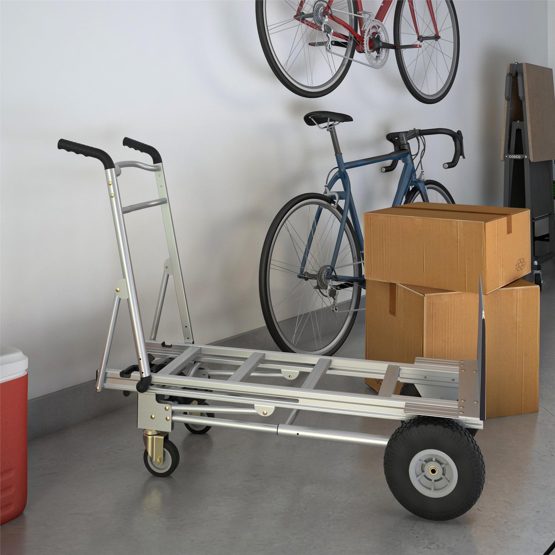 3 in 1 Assist Series Aluminum 4 Wheel Hand Truck with Multiple Positions - Black