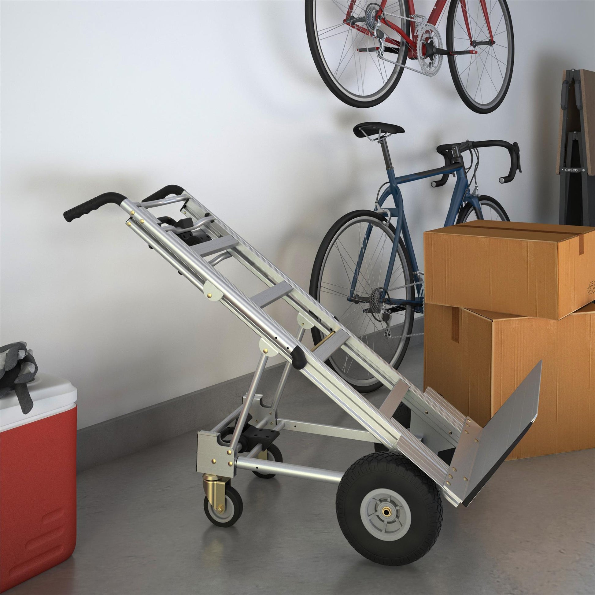 3 in 1 Assist Series Aluminum 4 Wheel Hand Truck with Multiple Positions - Black