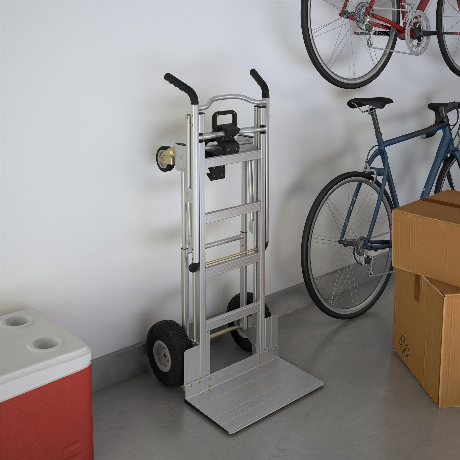 3 in 1 Assist Series Aluminum 4 Wheel Hand Truck with Multiple Positions - Black