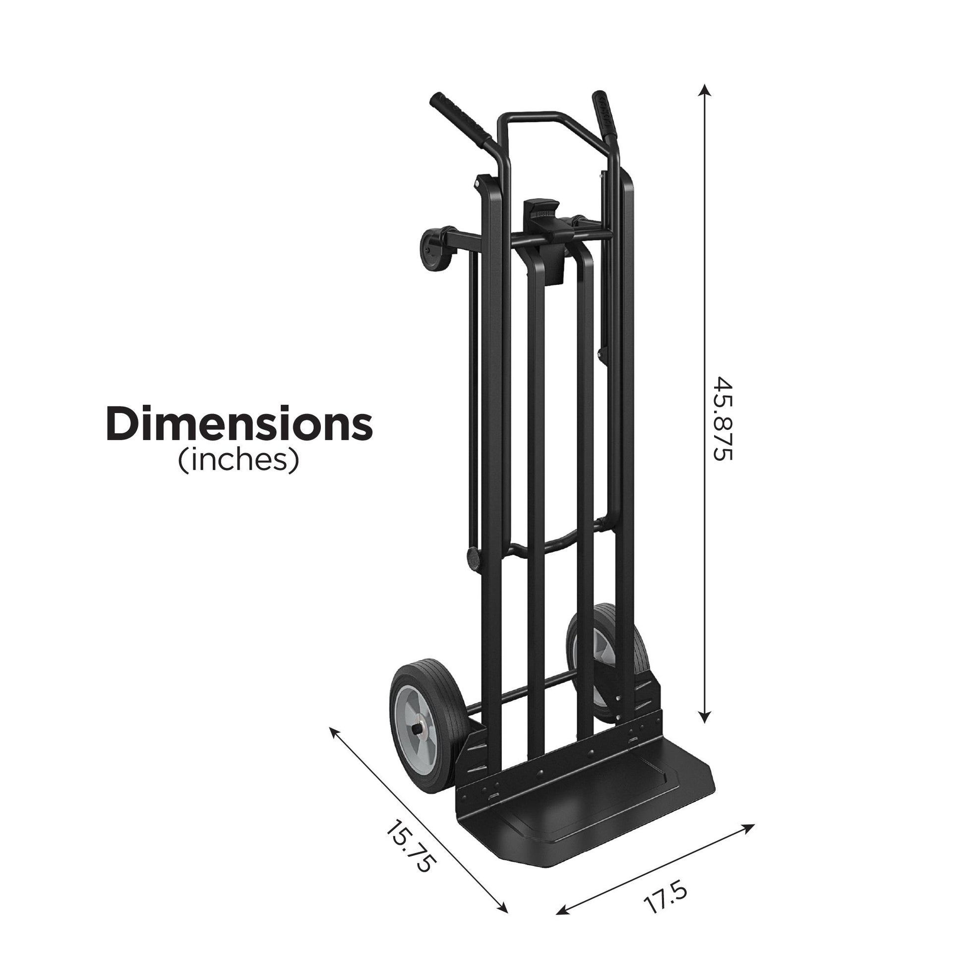 Steel 2 in 1 Hand Truck with 800 lb Weight Capacity - Black / blue