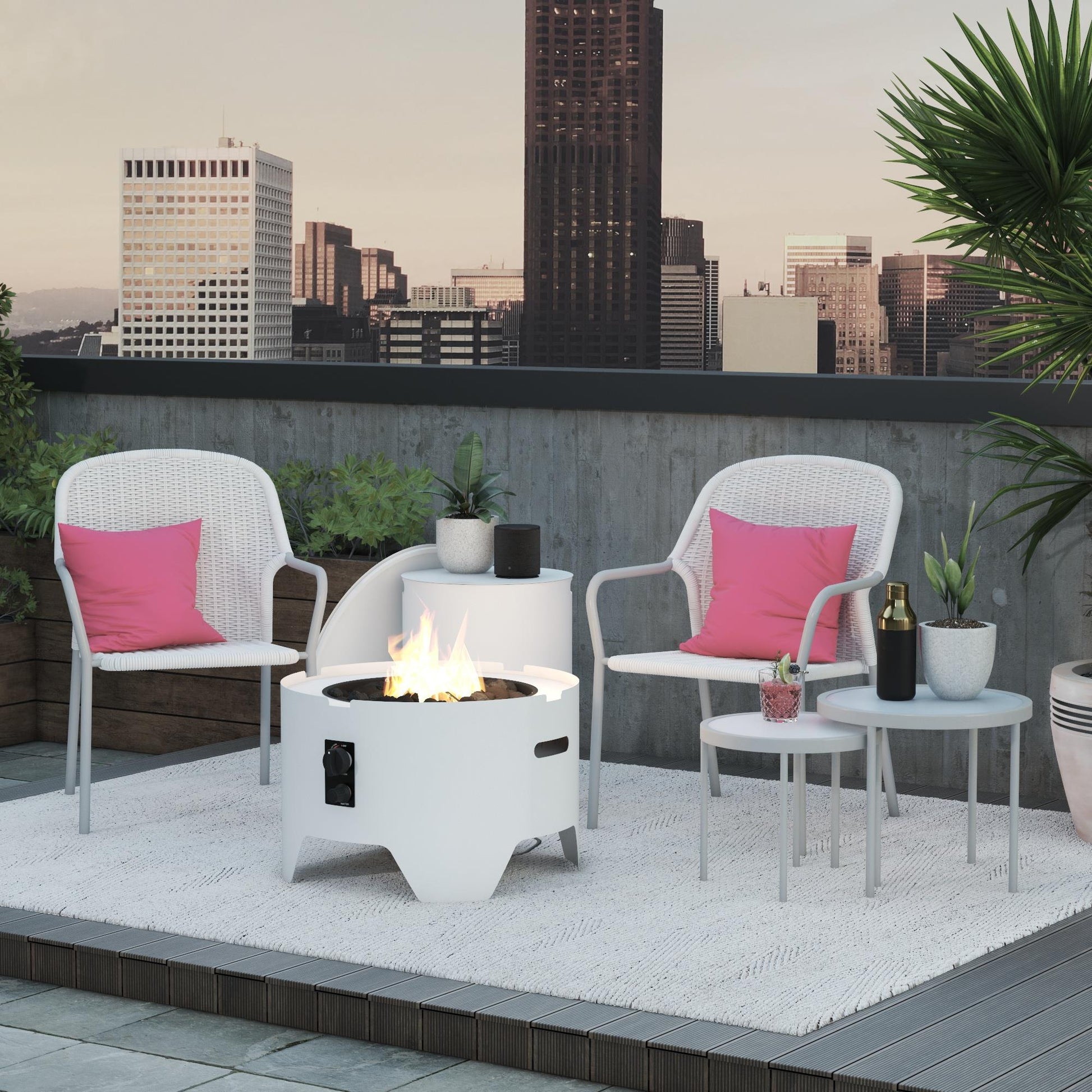 Astra Collection Fire Pit - White