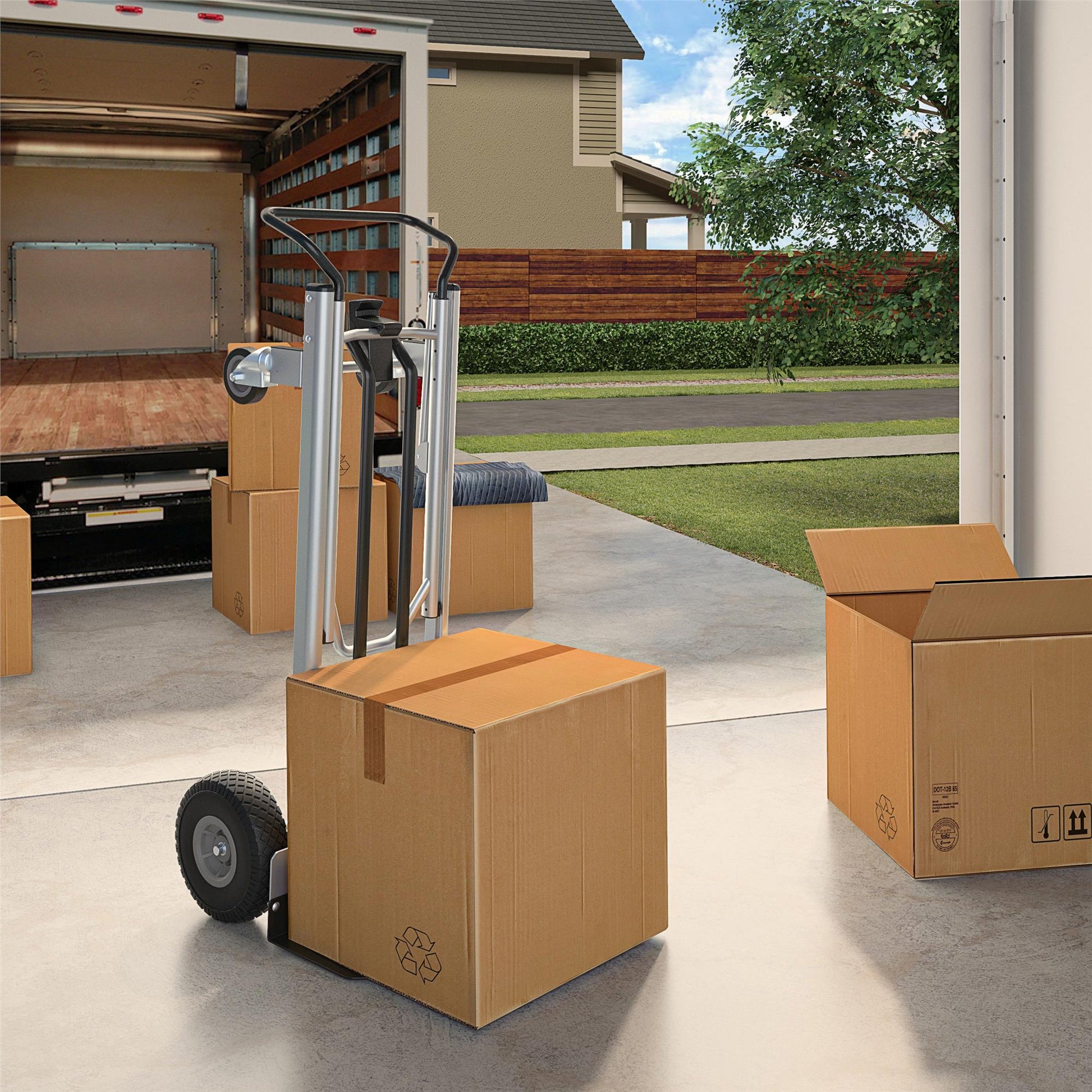 2 in 1 Commercial Use Hybrid Handtruck, 1000 lb/800 lb Weight Capacity - Silver