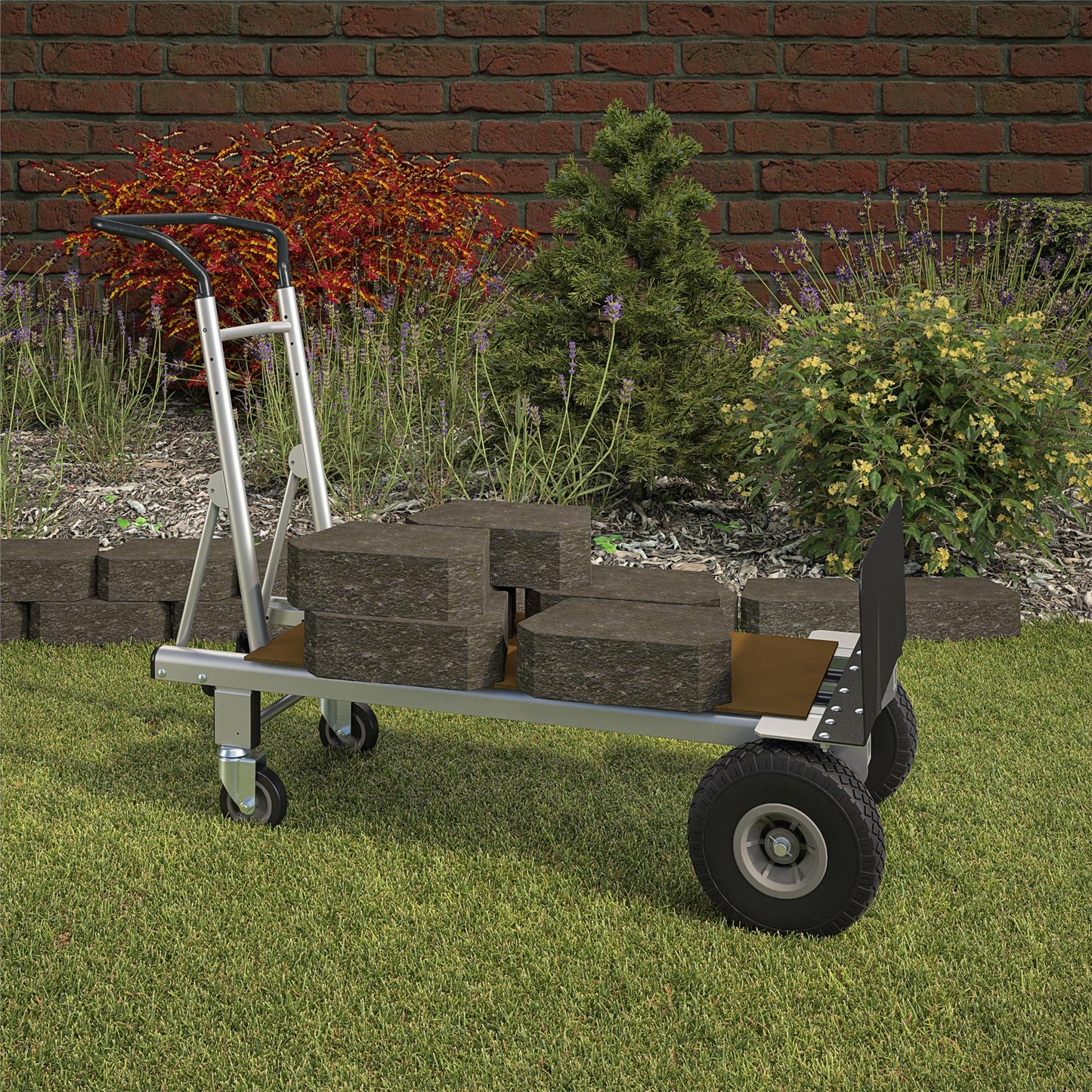 2 in 1 Commercial Use Hybrid Handtruck, 1000 lb/800 lb Weight Capacity - Silver