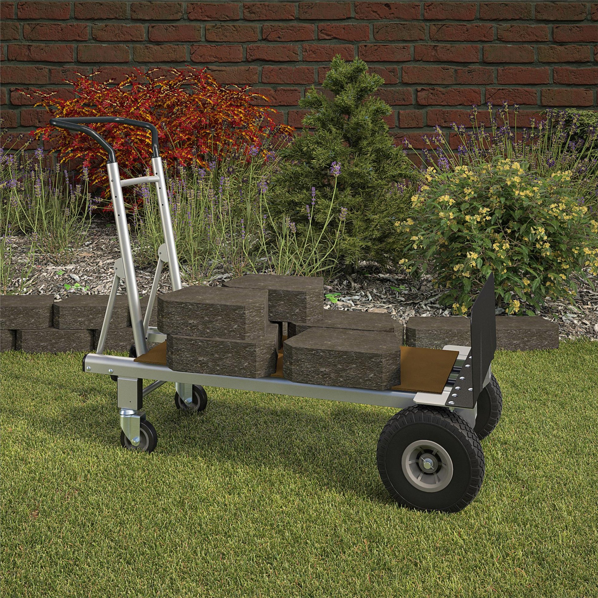 2 in 1 Commercial Use Hybrid Handtruck, 1000 lb/800 lb Weight Capacity - Silver