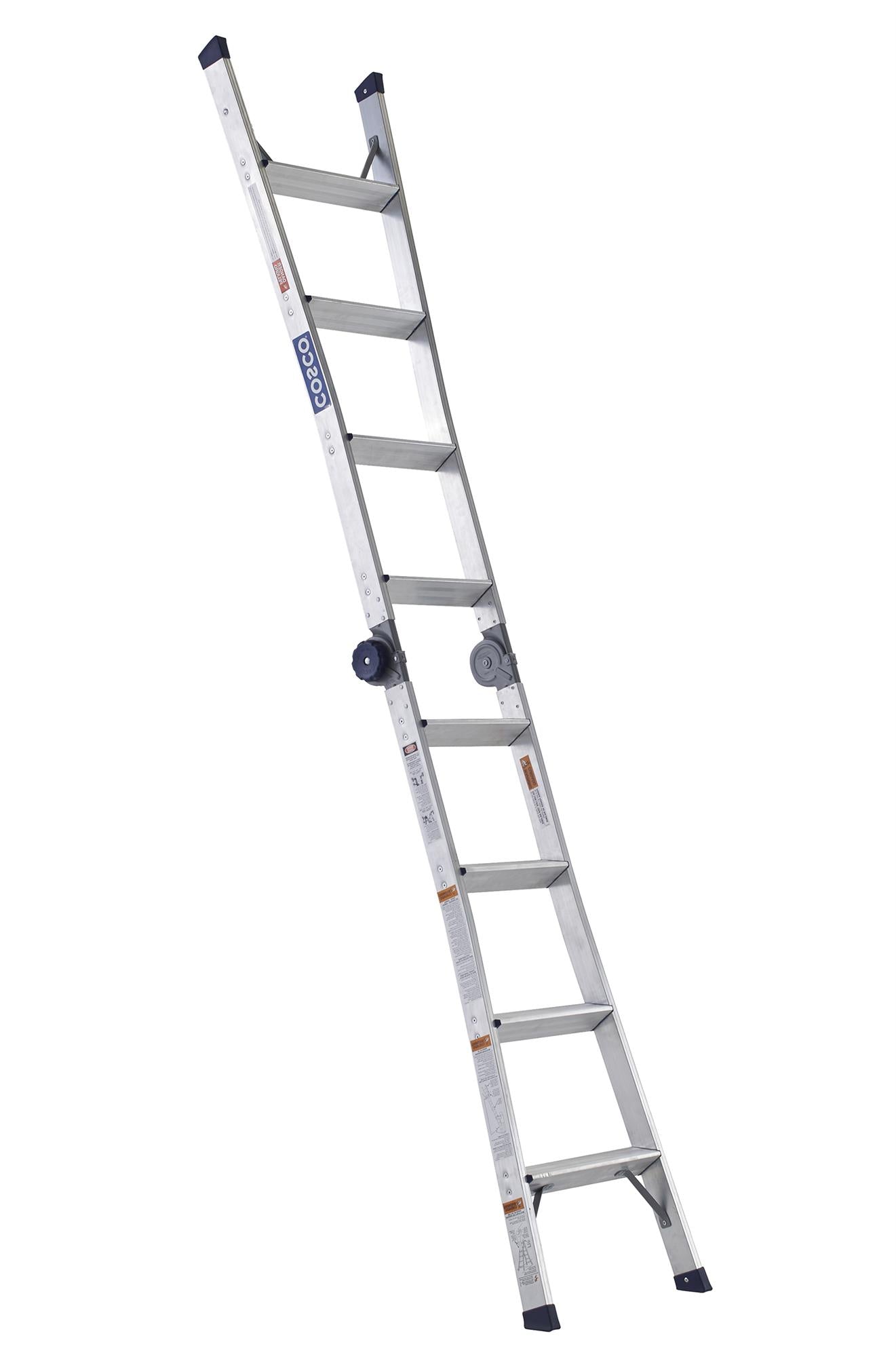 2-in-1 Step and Extension Ladder with 300-lb Weight Capacity - Silver Metallic