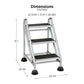 3 Step Commercial Rolling Step Ladder with Suction Cup Stabalizers - Grey/Grey/Blue