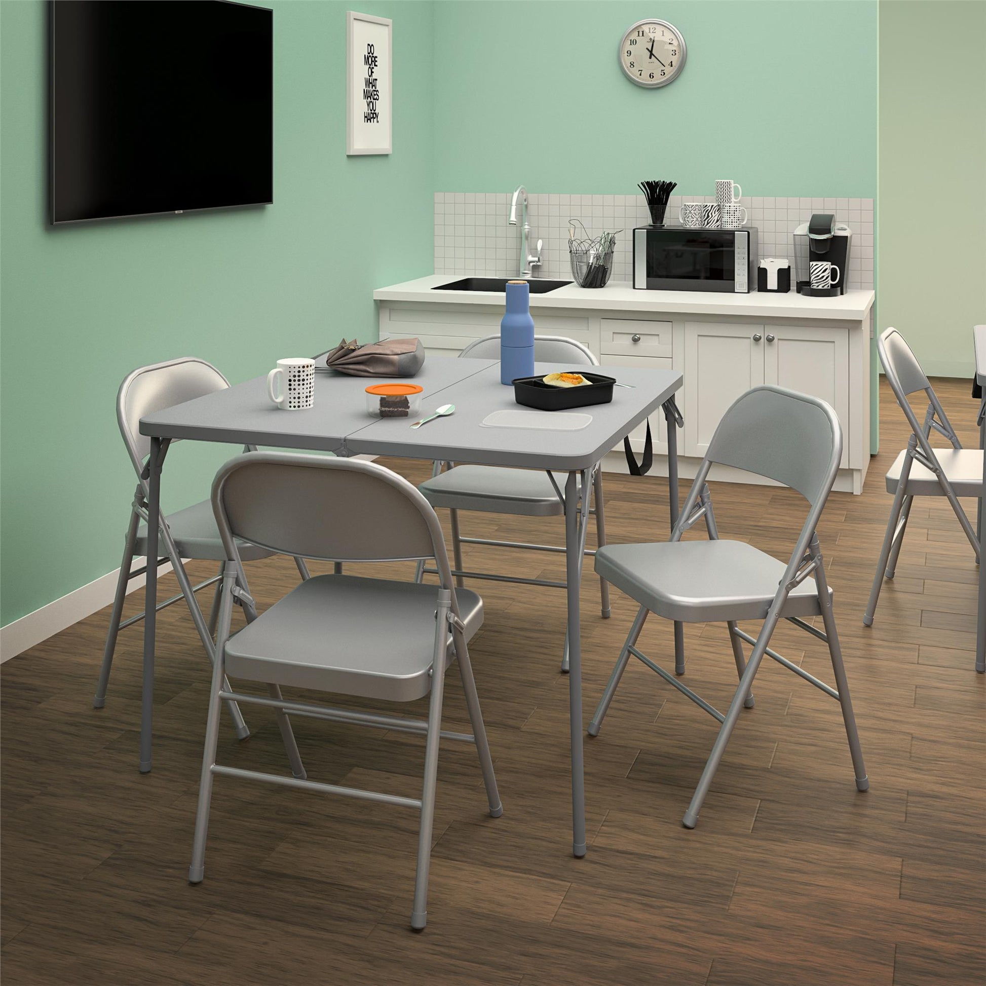 38.5 Inch Indoor and Outdoor Fold-in-Half Card Table with Handle - Gray - 1-Pack
