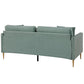 Highland 72 Inch Velvet Sofa with Matching Pillows - Seafoam Green