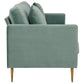 Highland 72 Inch Velvet Sofa with Matching Pillows - Seafoam Green
