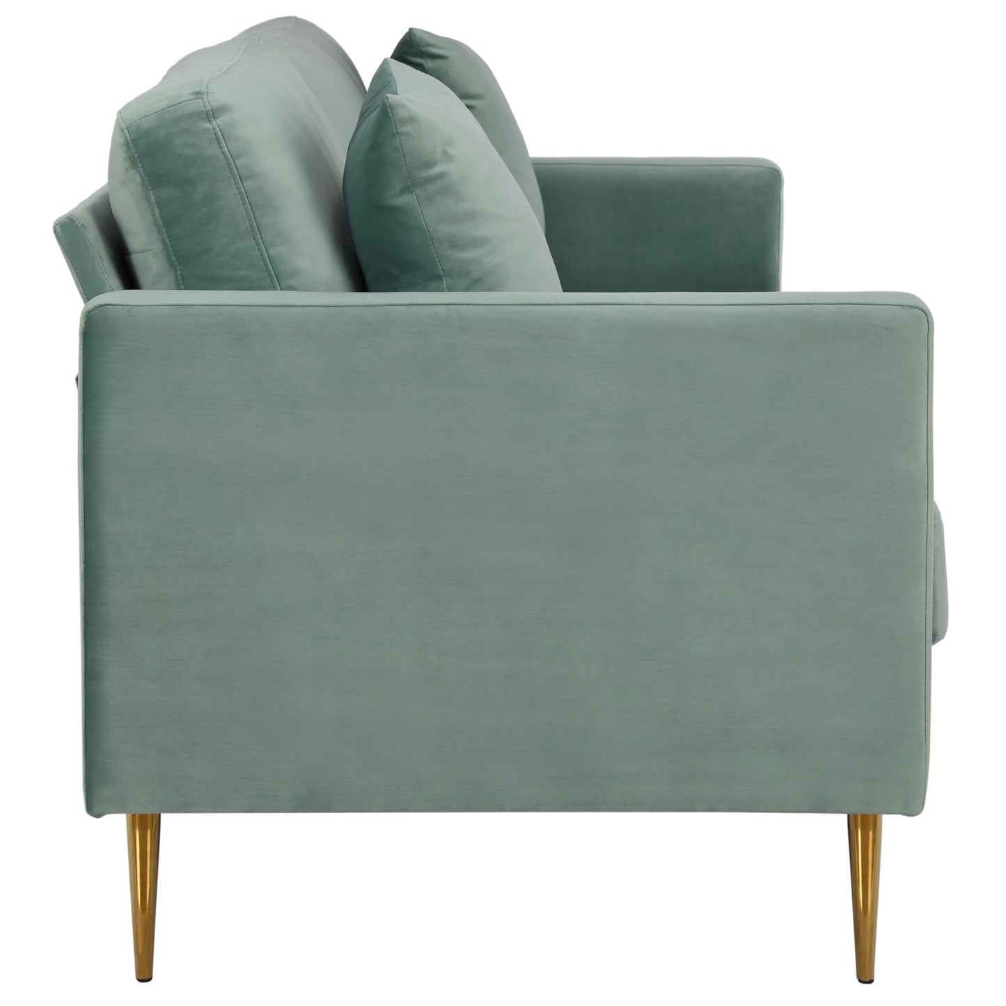 Highland 72 Inch Velvet Sofa with Matching Pillows - Seafoam Green