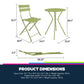Brennan 3 Piece Bistro Set with 2 Folding Chairs - Kiwi Green