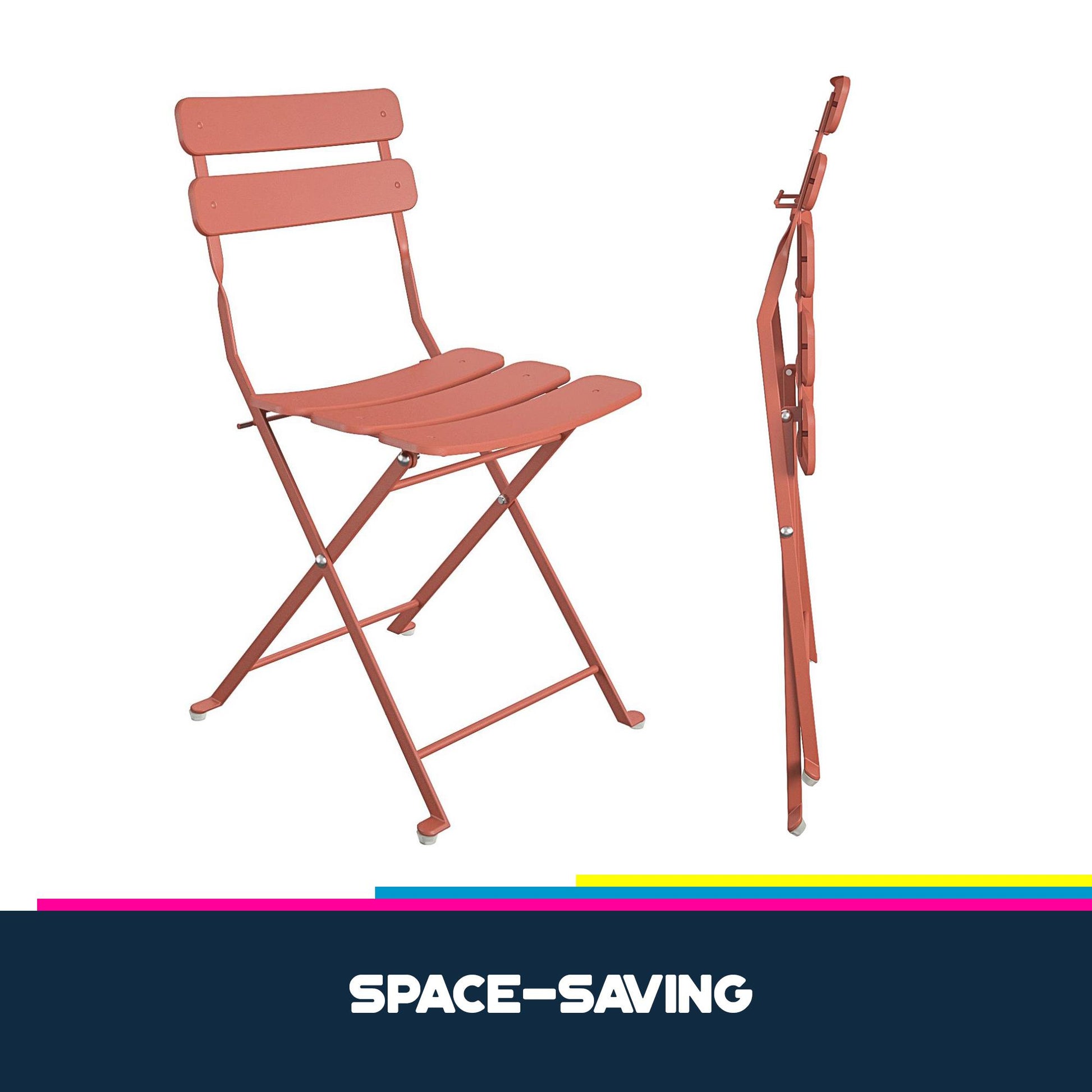 Brennan 3 Piece Bistro Set with 2 Folding Chairs - Sunbaked Orange