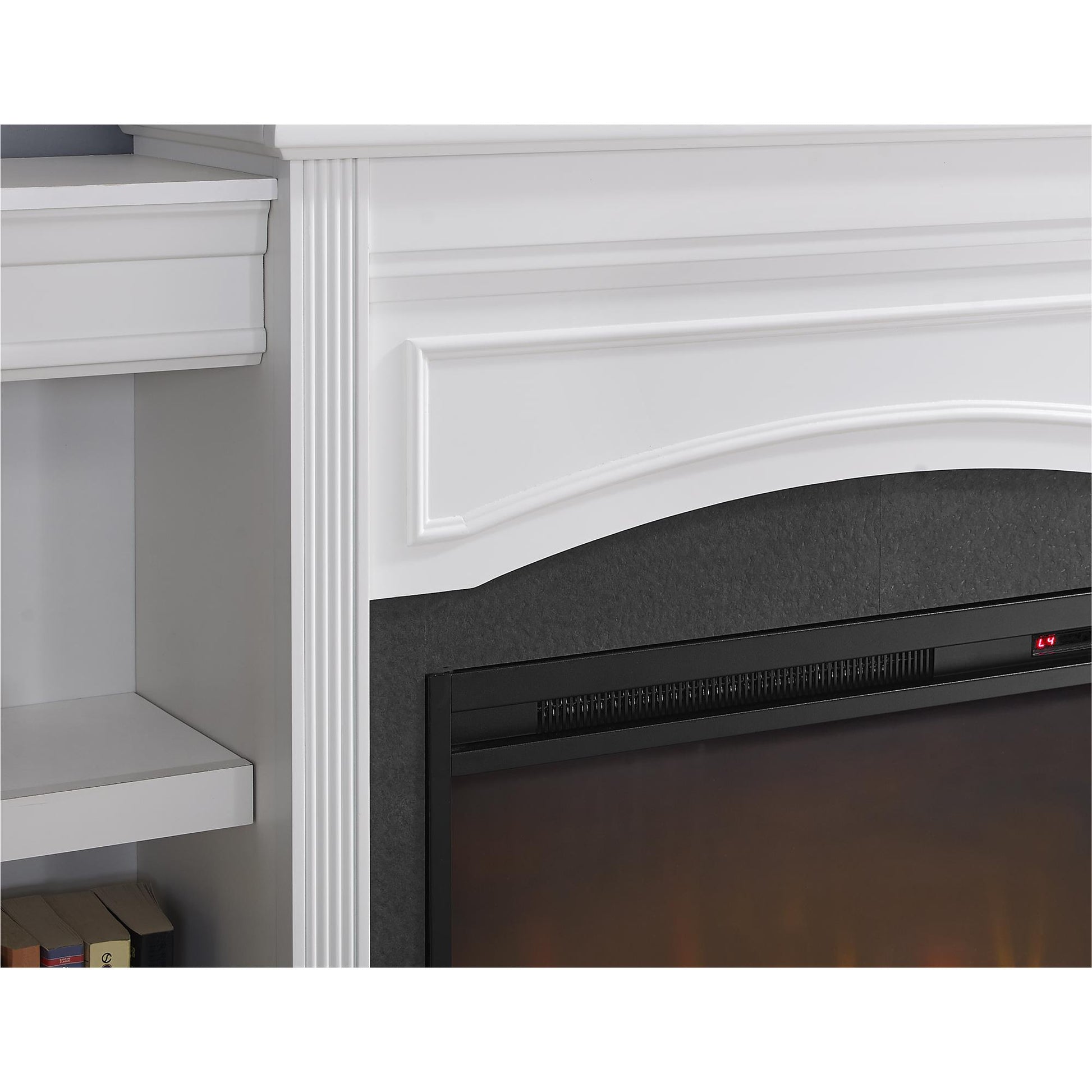Lamont Mantel Fireplace with Side Shelves and 26 Inch Fireplace Insert - White