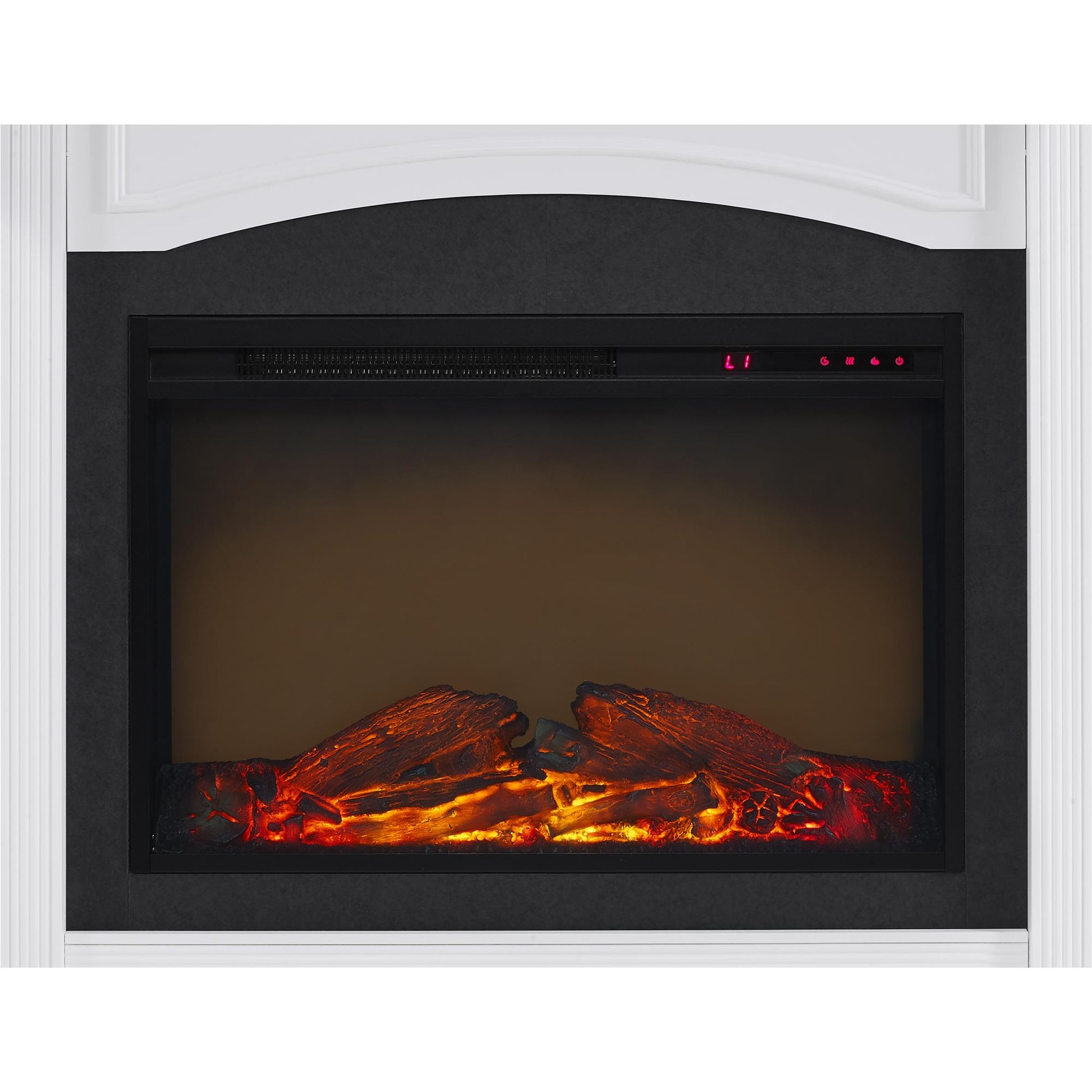 Lamont Mantel Fireplace with Side Shelves and 26 Inch Fireplace Insert - White
