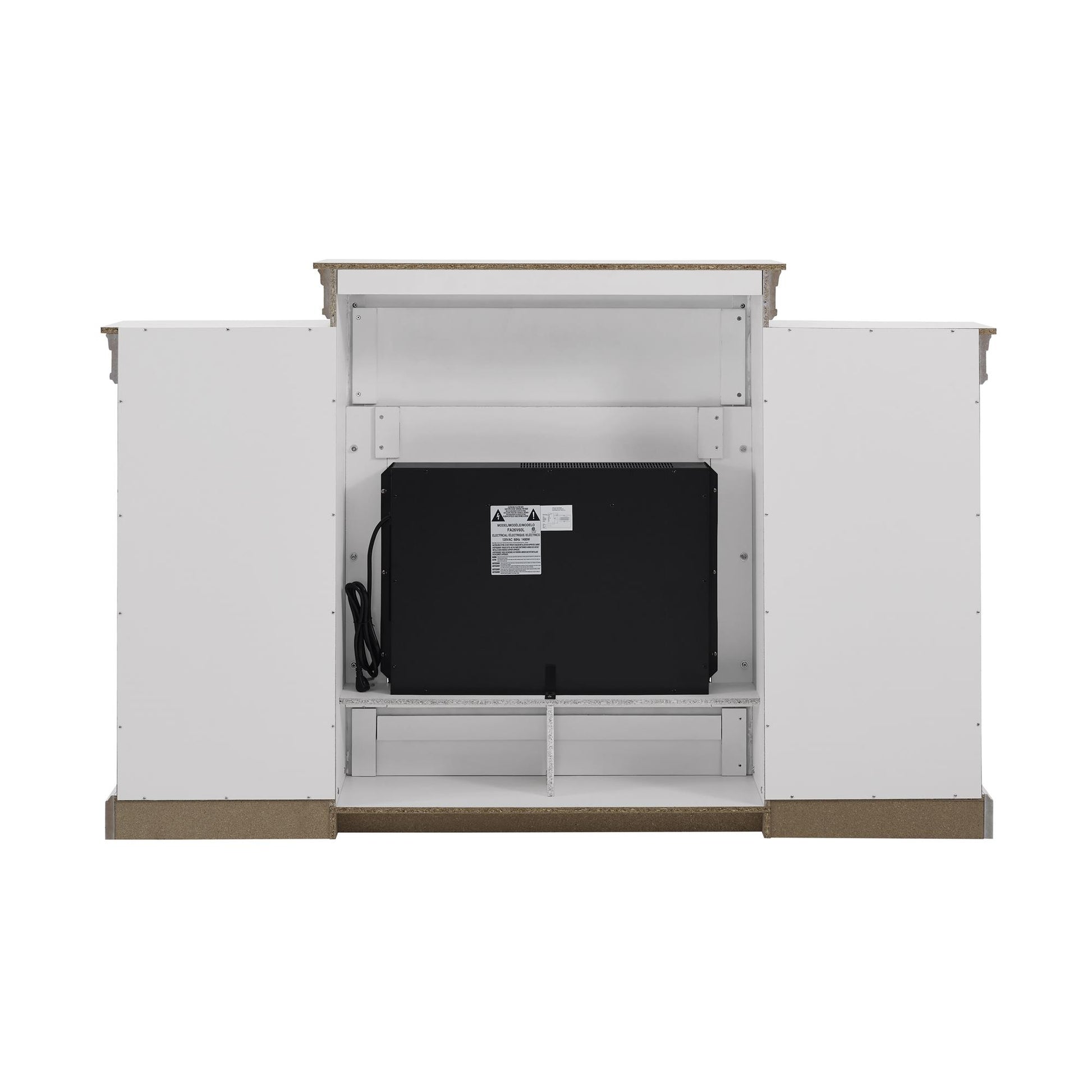 Lamont Mantel Fireplace with Side Shelves and 26 Inch Fireplace Insert - White