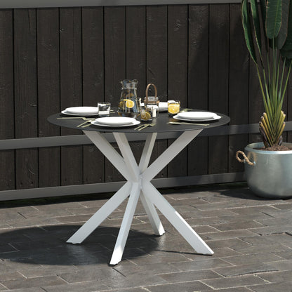 CosmoLiving by Cosmopolitan, Circi Collection, Dining Table with Glass Top, Black and White - White