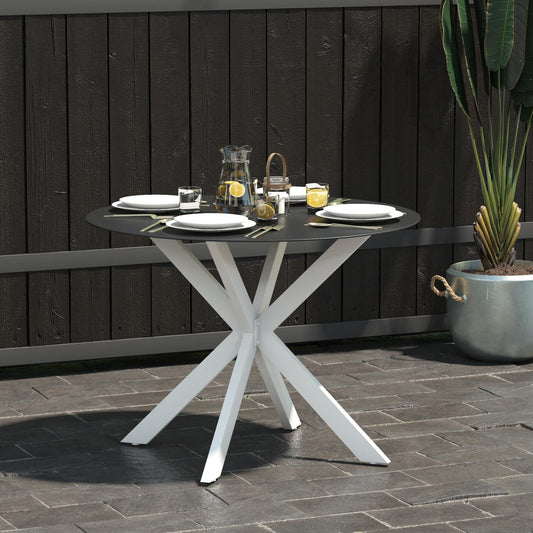 CosmoLiving by Cosmopolitan, Circi Collection, Dining Table with Glass Top, Black and White - White