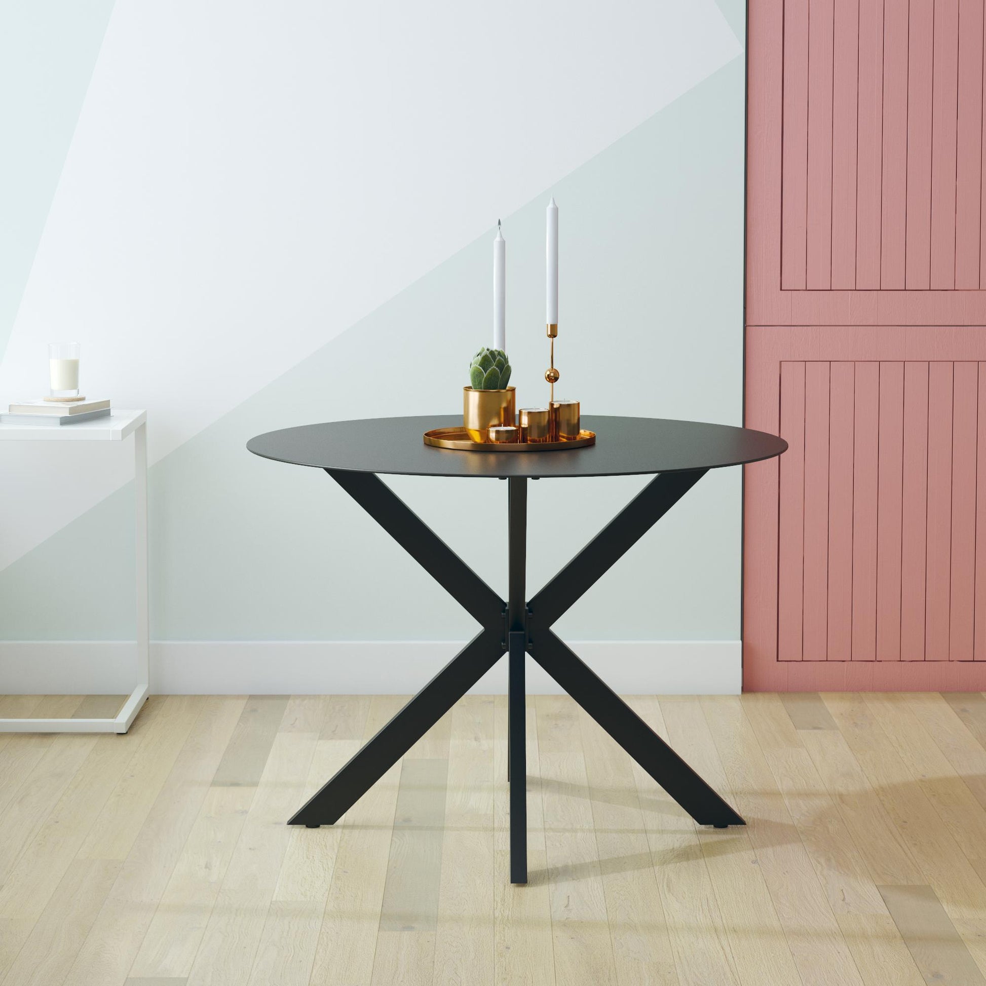 CosmoLiving by Cosmopolitan, Circi Collection, Dining Table with Glass Top, Black and Charcoal - Charcoal