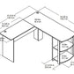 Dakota Computer L Desk with Side Bookshelf and Large Worksurface - Espresso