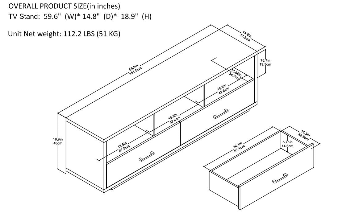 Clark TV Stand for TVs up to 70 Inch with Pull Out Storage Drawers - Espresso