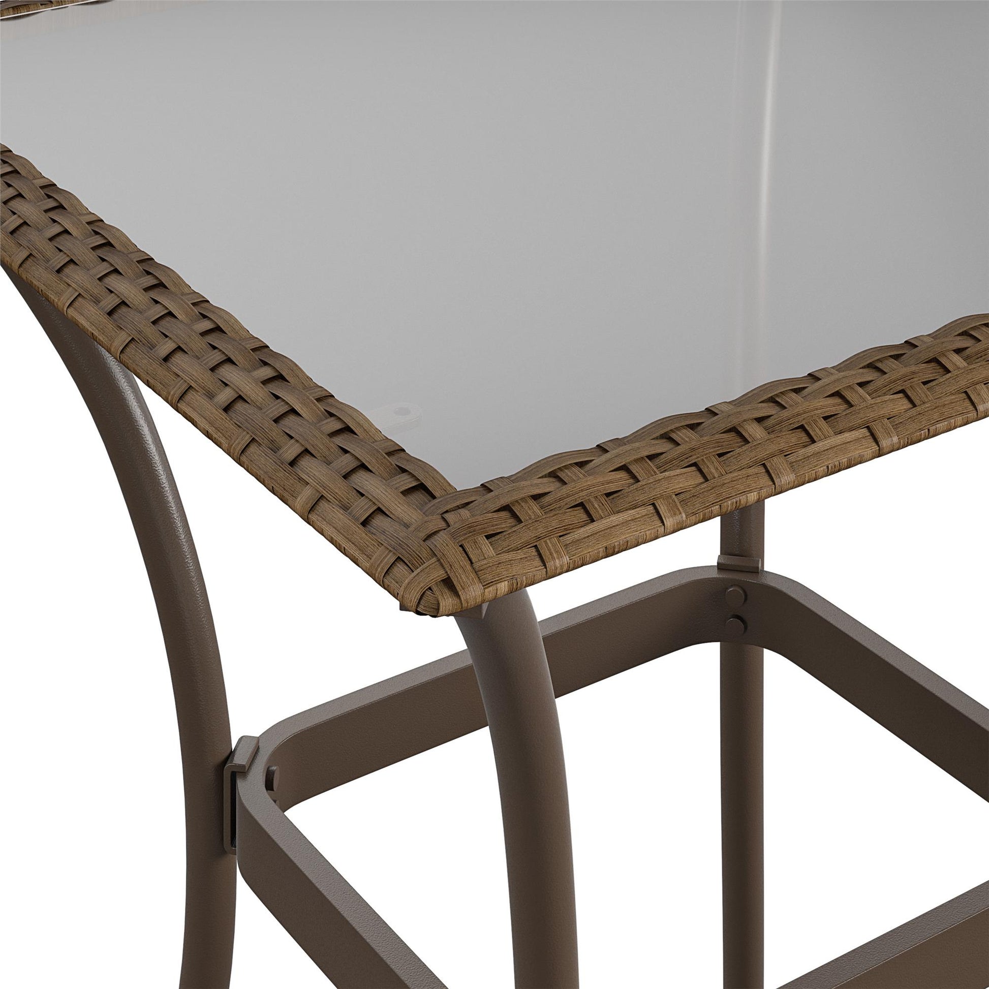 3 Piece High Top Bistro Wicker Patio Table and Chairs Set - Brown