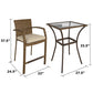 3 Piece High Top Bistro Wicker Patio Table and Chairs Set - Brown