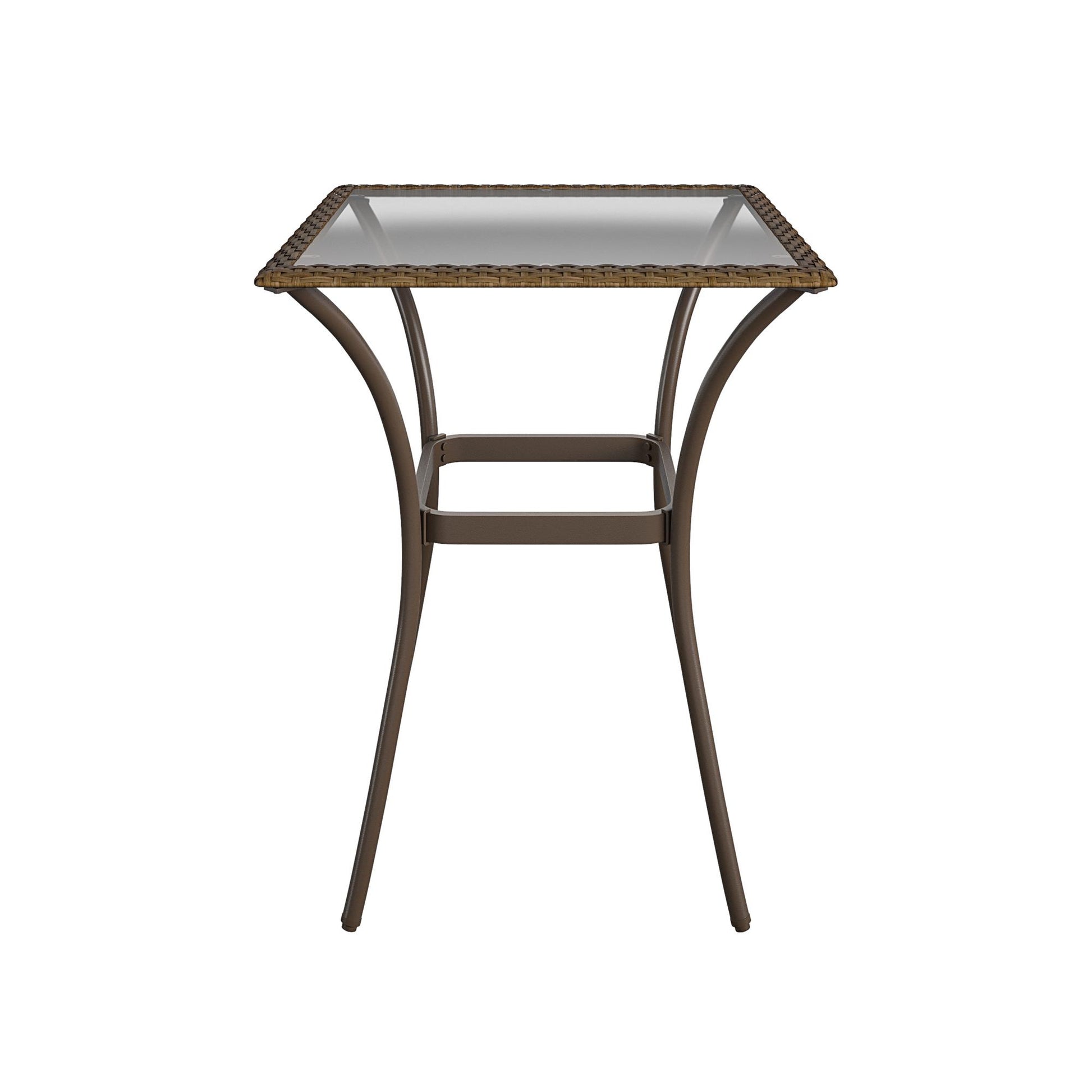 3 Piece High Top Bistro Wicker Patio Table and Chairs Set - Brown