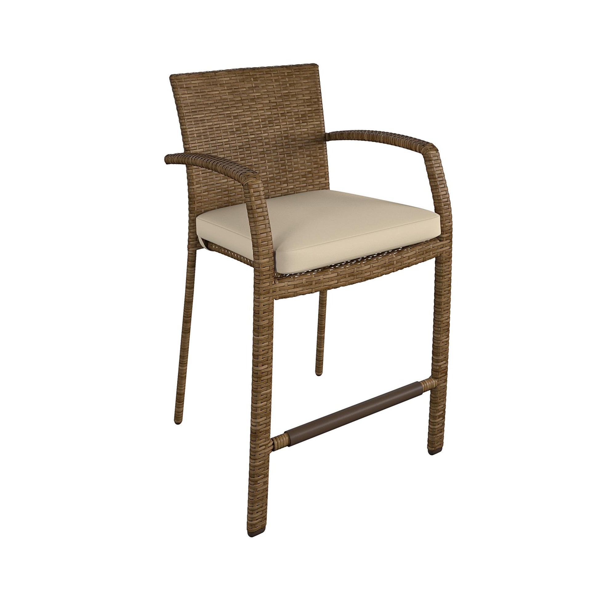 3 Piece High Top Bistro Wicker Patio Table and Chairs Set - Brown