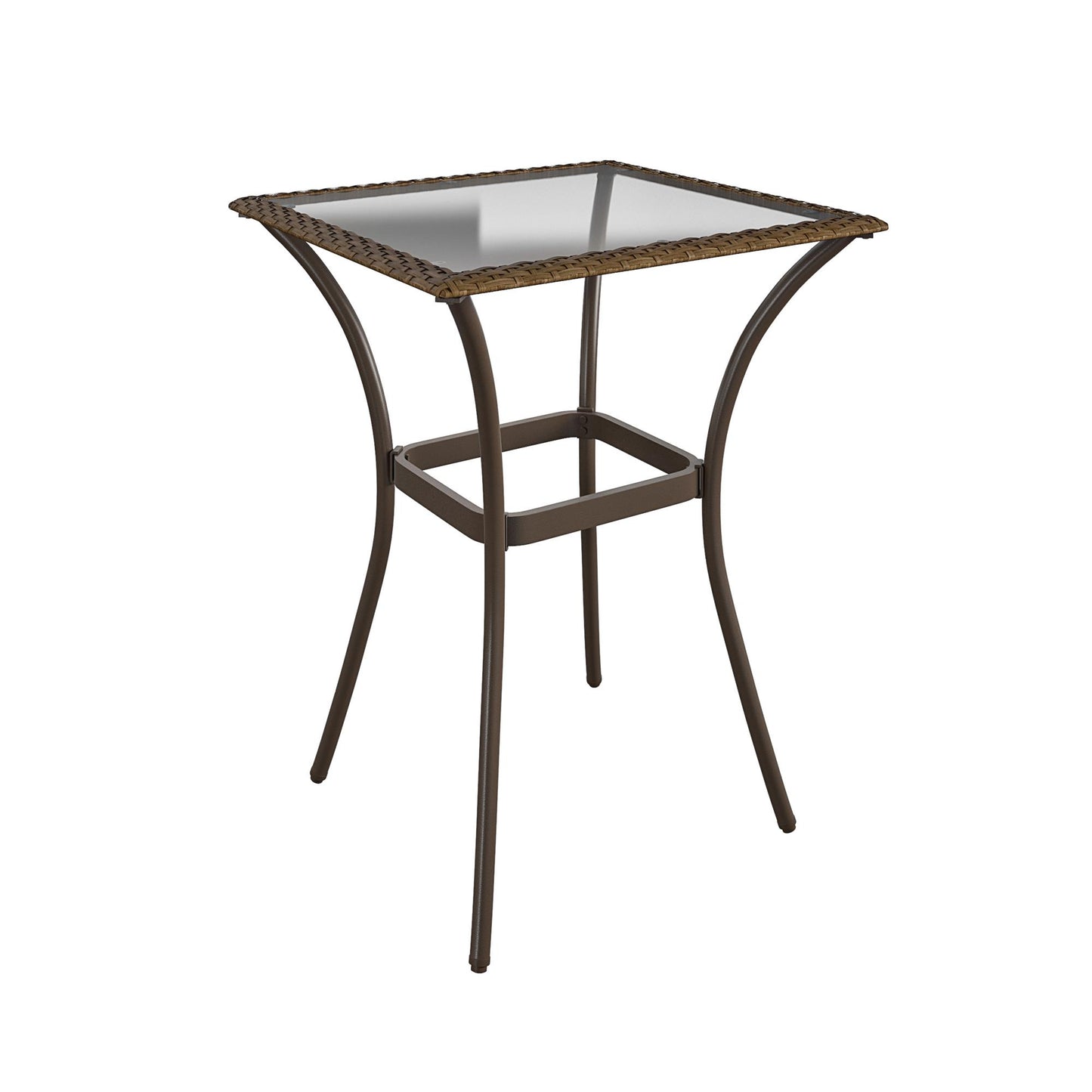 3 Piece High Top Bistro Wicker Patio Table and Chairs Set - Brown