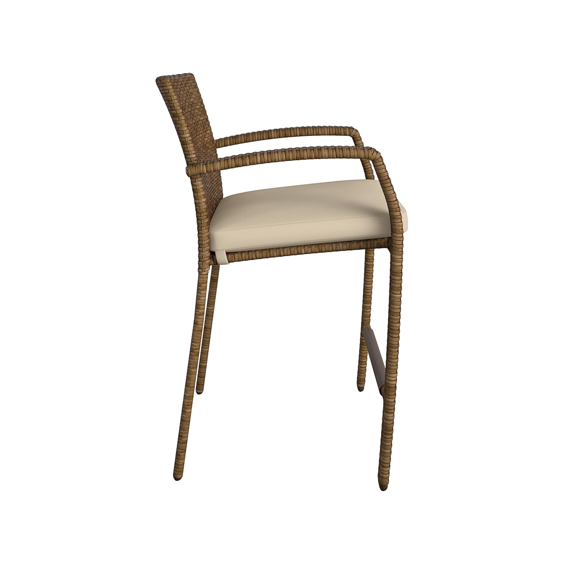 3 Piece High Top Bistro Wicker Patio Table and Chairs Set - Brown