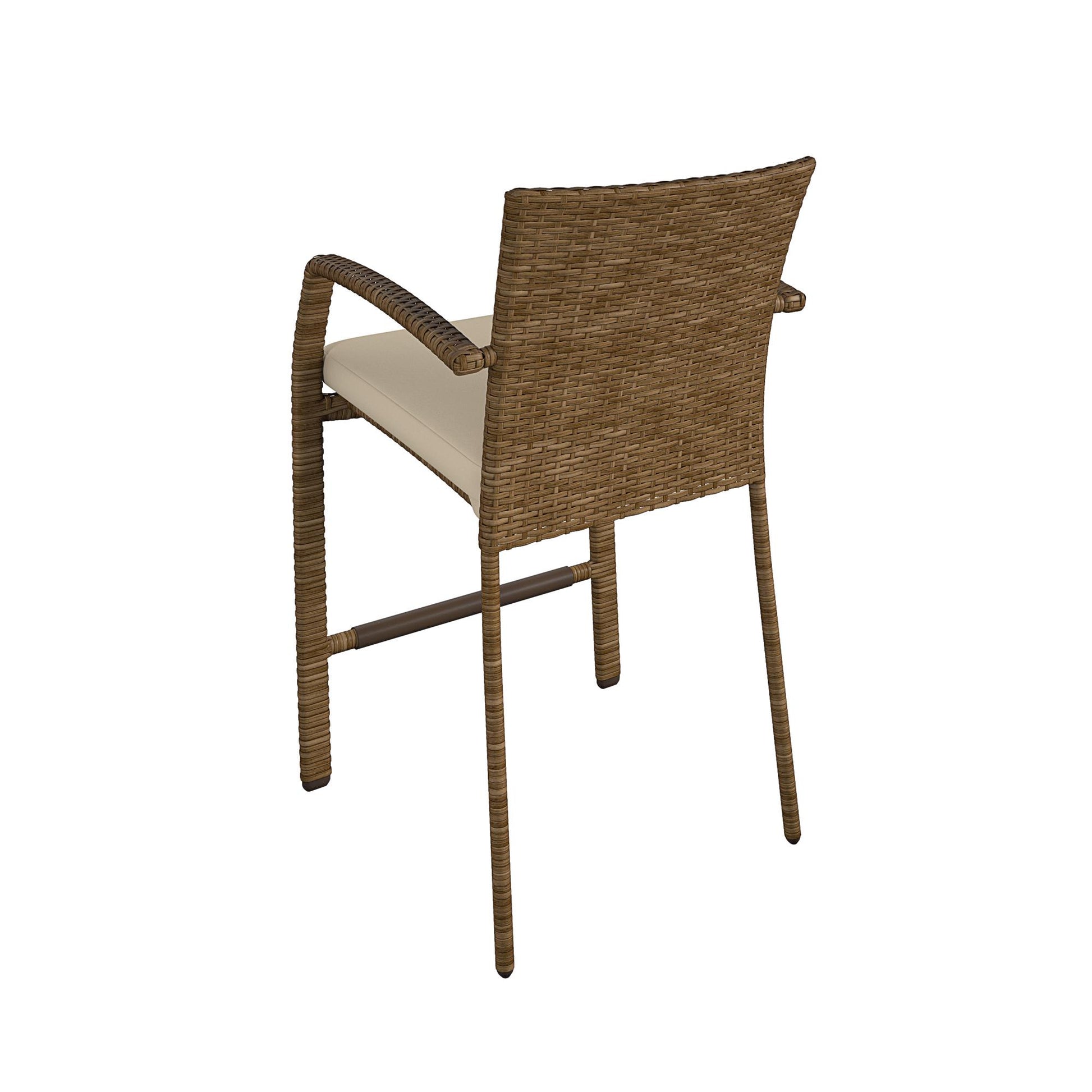 3 Piece High Top Bistro Wicker Patio Table and Chairs Set - Brown