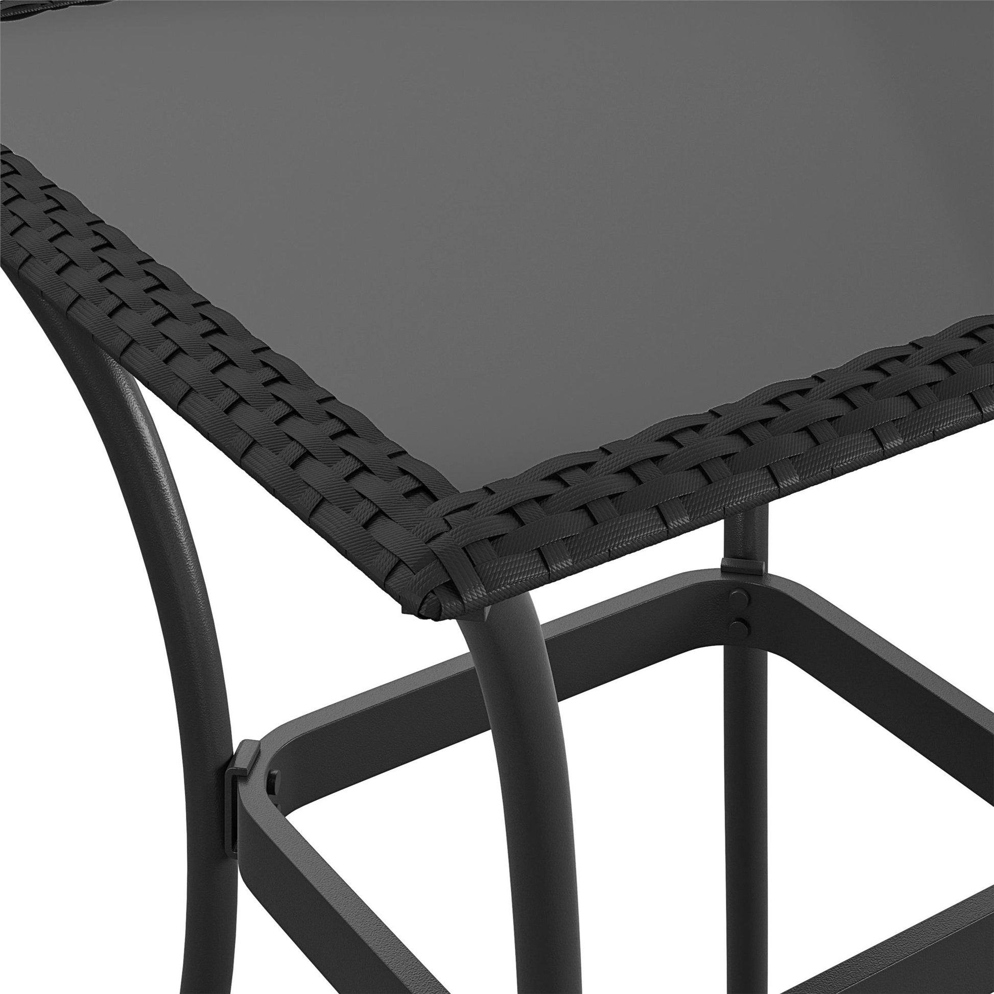 3 Piece High Top Bistro Wicker Patio Table and Chairs Set - Black