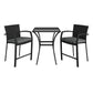 3 Piece High Top Bistro Wicker Patio Table and Chairs Set - Black