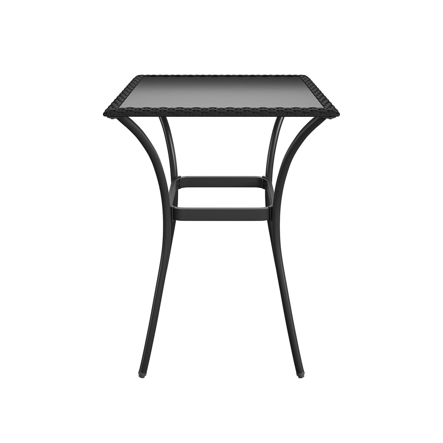 3 Piece High Top Bistro Wicker Patio Table and Chairs Set - Black