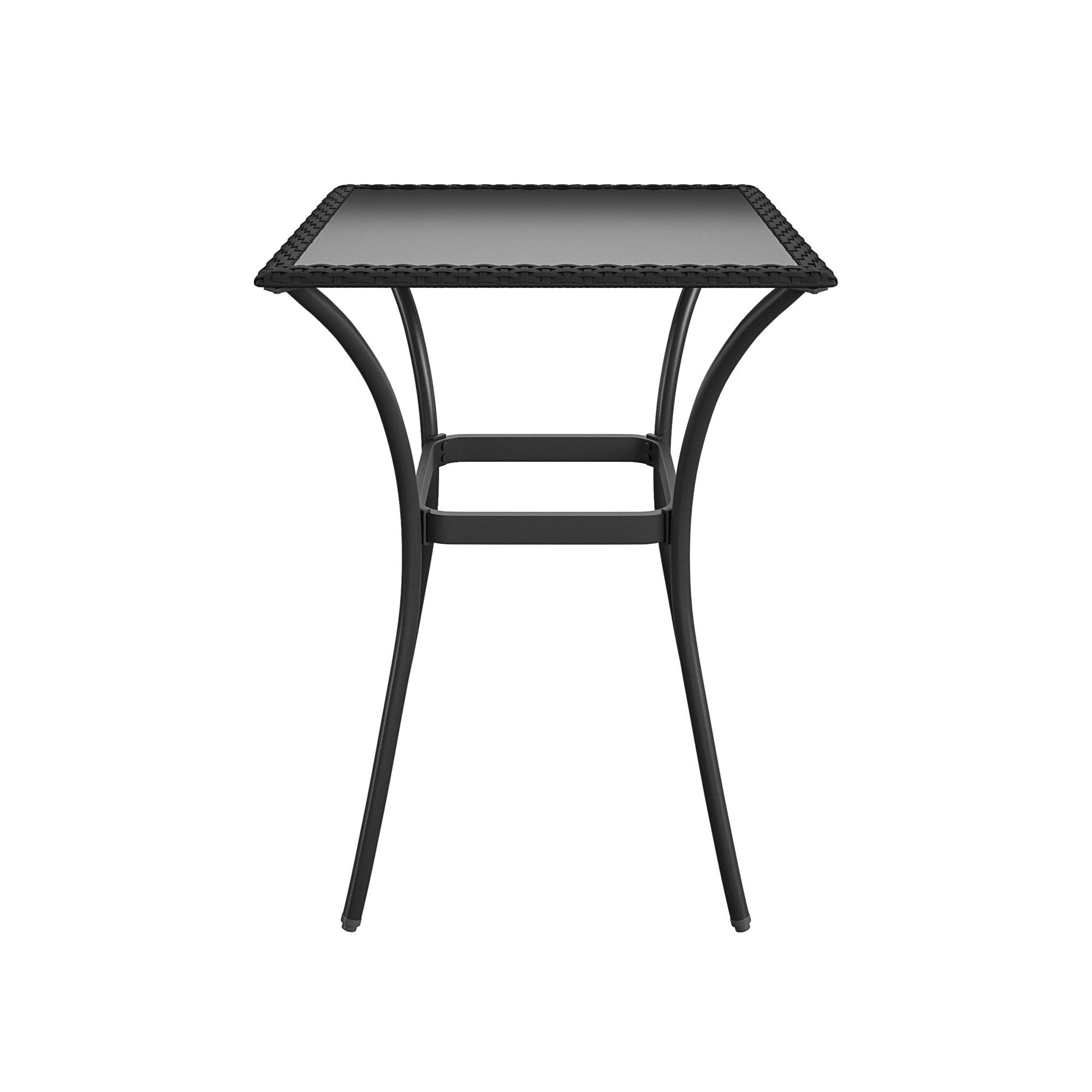 3 Piece High Top Bistro Wicker Patio Table and Chairs Set - Black