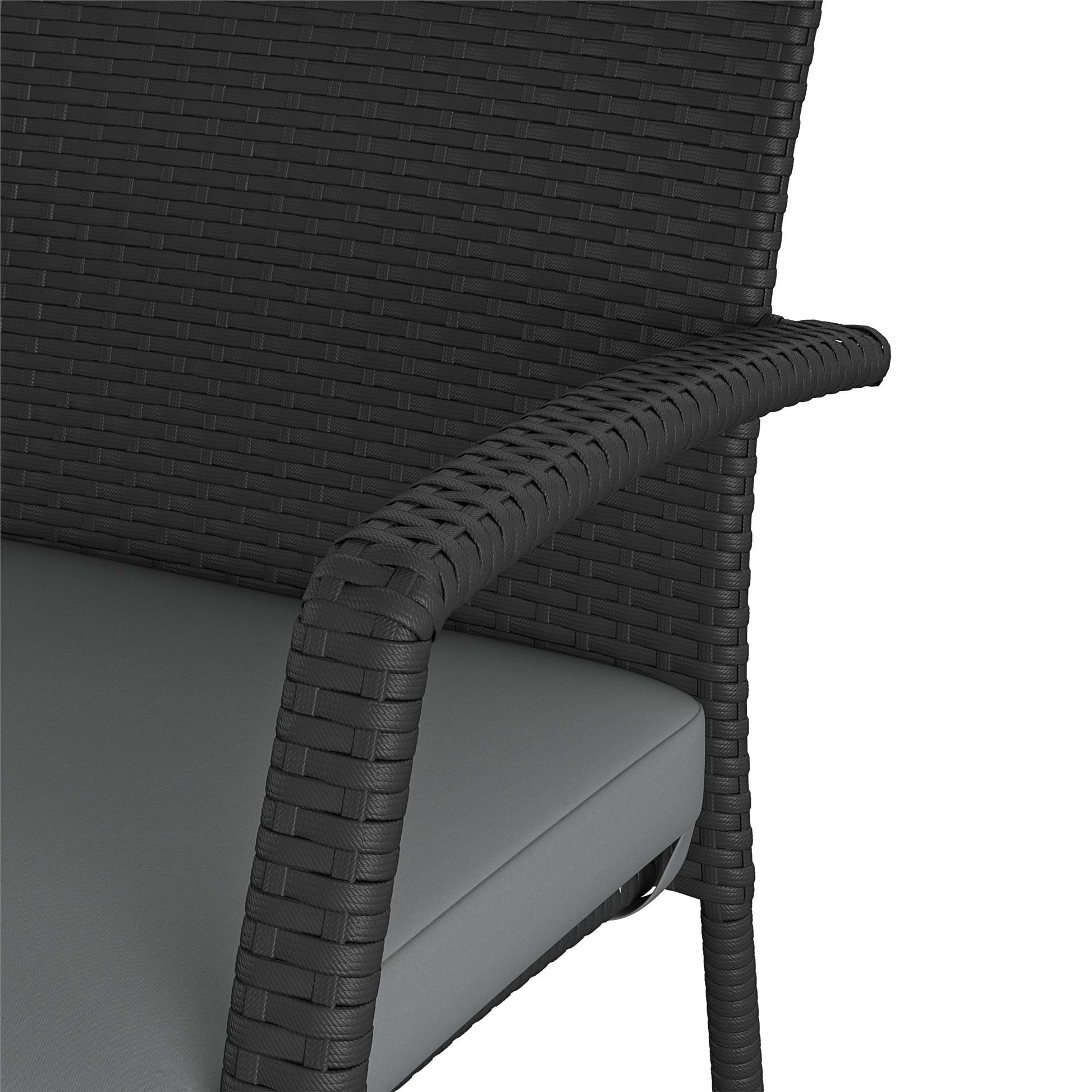 3 Piece High Top Bistro Wicker Patio Table and Chairs Set - Black
