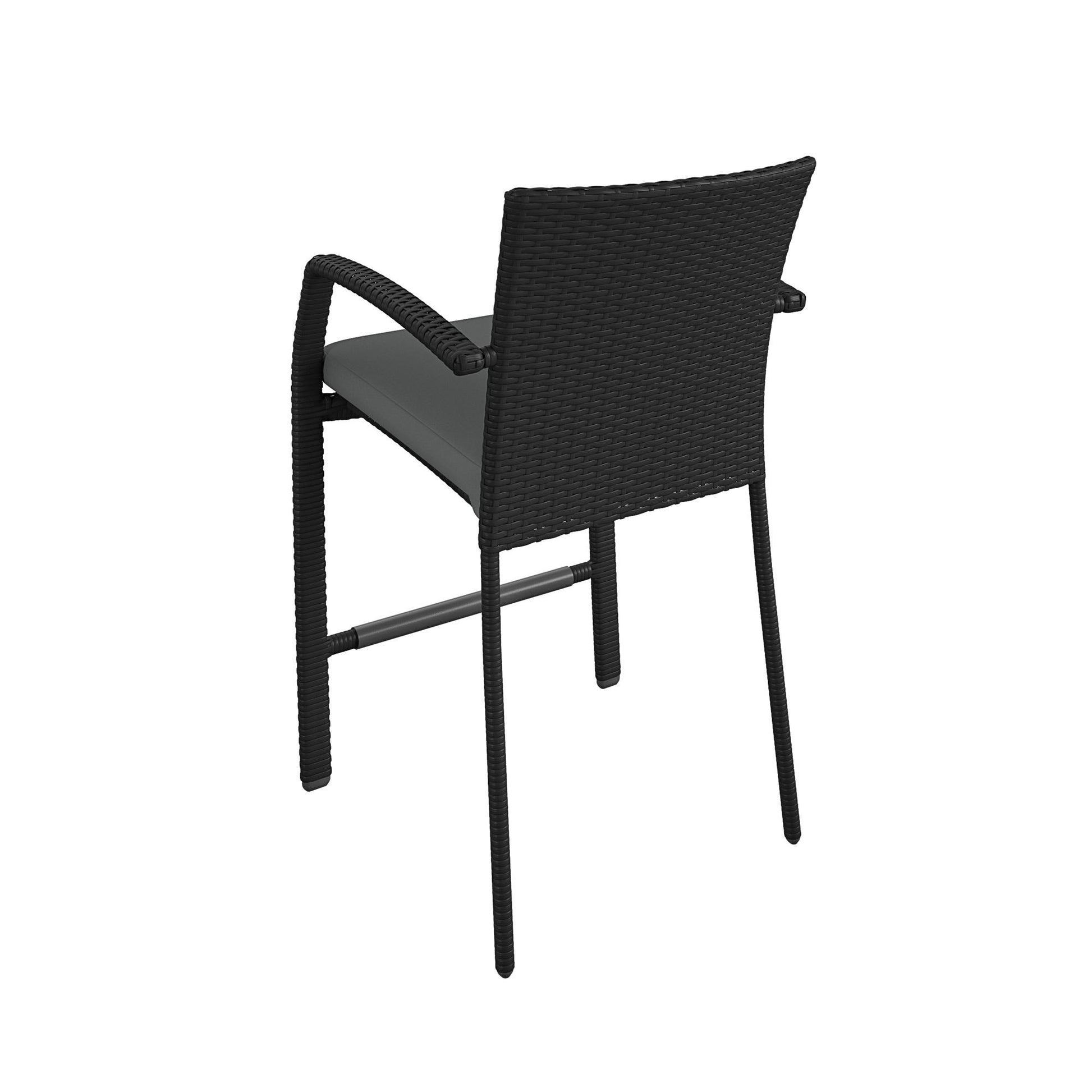 3 Piece High Top Bistro Wicker Patio Table and Chairs Set - Black
