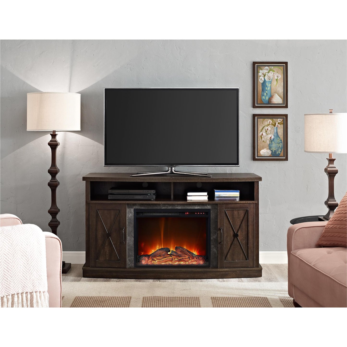 Barrow Creek Electric Fireplace TV Stand for TVs up to 60 Inch - Espresso