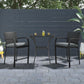 3 Piece High Top Bistro Wicker Patio Table and Chairs Set - Black
