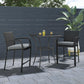 3 Piece High Top Bistro Wicker Patio Table and Chairs Set - Black